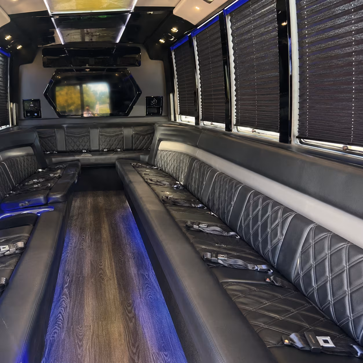 Wichita Sporting Event Transportation party bus interior