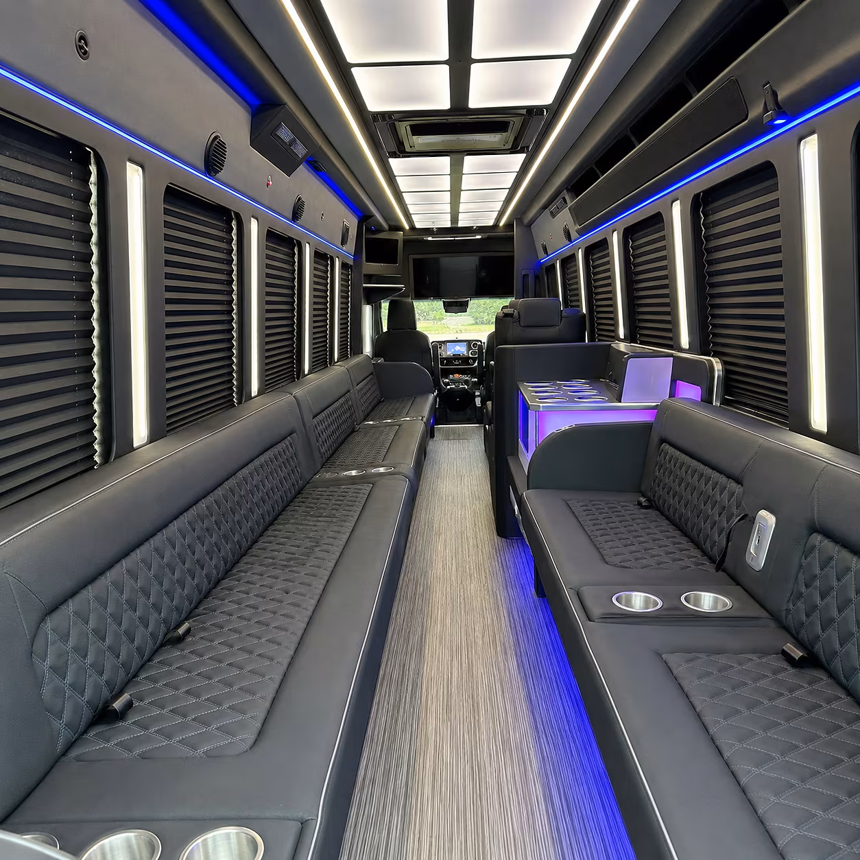 Wichita Sporting Event Transportation party bus interior