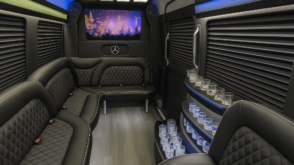 Interior of Wichita Party Bus Company's 14 Passenger Sprinter Limousine in Edmond