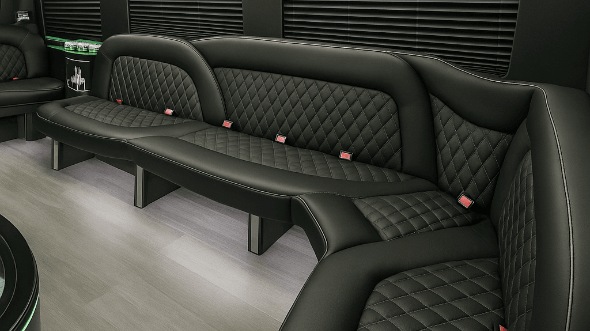 Interior of Wichita Party Bus Company's 14 Passenger Sprinter Limousine in Enid
