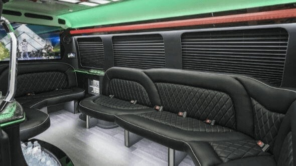 Interior of Wichita Party Bus Company's 14 Passenger Sprinter Limousine in Olathe