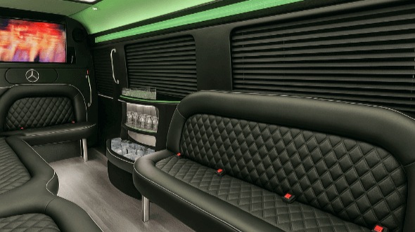Interior of Wichita Party Bus Company's 14 Passenger Sprinter Limousine in Wichita