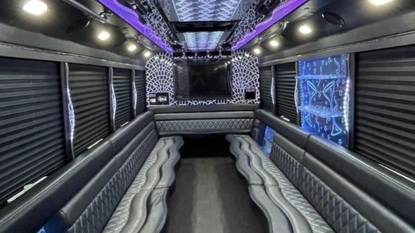 Interior of Wichita Party Bus Company's 20 Passenger Party Bus in Enid