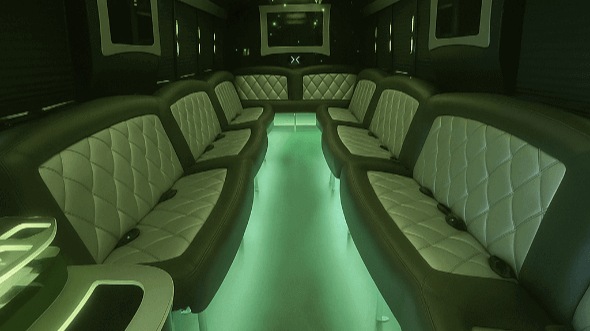 Interior of Wichita Party Bus Company's 25 Passenger Party Bus in Lawrence