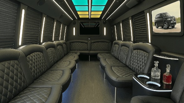 Interior of Wichita Party Bus Company's 25 Passenger Party Bus in Midwest City