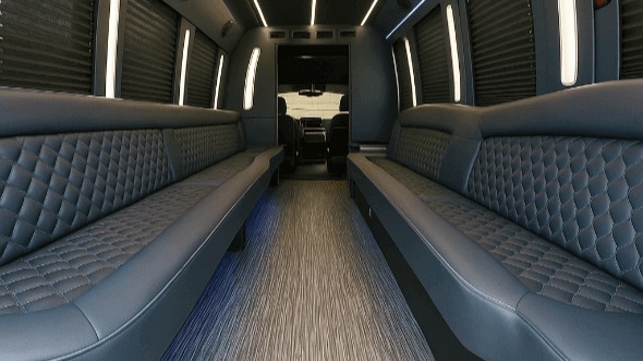 Interior of Wichita Party Bus Company's 28 Passenger Party Bus in Edmond