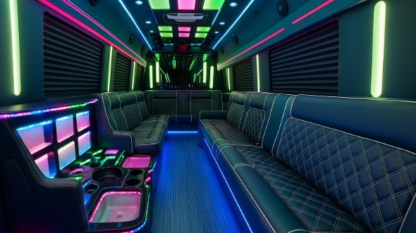 Interior of Wichita Party Bus Company's 28 Passenger Party Bus in Midwest City