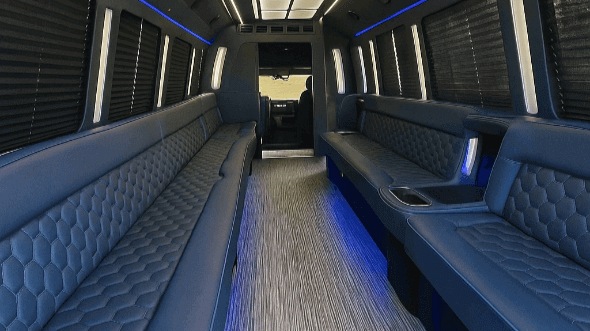 Interior of Wichita Party Bus Company's 28 Passenger Party Bus in Moore