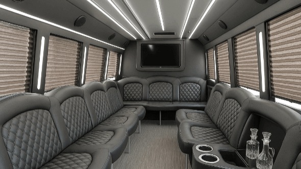 Interior of Wichita Party Bus Company's 30 Passenger Party Bus in Enid