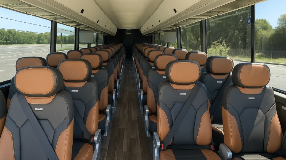 Interior of Wichita Party Bus Company's 44 Passenger Charter Bus in Wichita