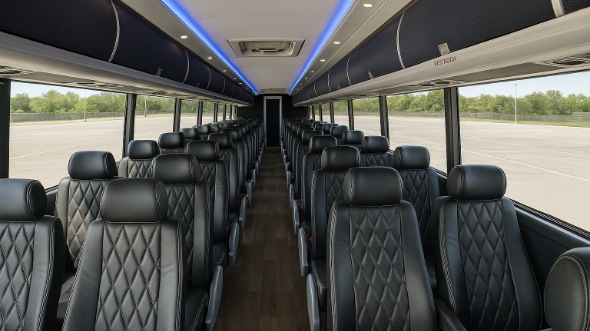 Interior of Wichita Party Bus Company's 45 Passenger Charter Bus in Wichita