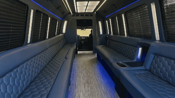 Interior of Wichita Party Bus Company's 50 Passenger Party Bus in Edmond