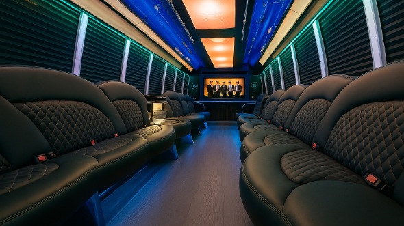 Interior of Wichita Party Bus Company's 50 Passenger Party Bus in Manhattan