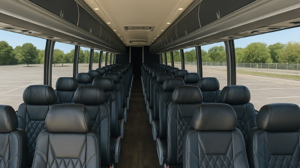 Interior of Wichita Party Bus Company's 55 Passenger Charter Bus in Wichita